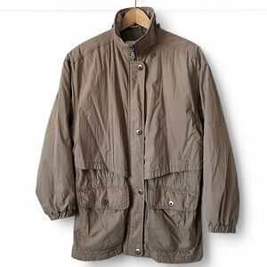 London Fog Utility Jacket Full Zip Snap Buttons Brown Size Small
